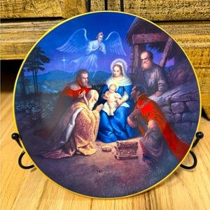 "Gifts of the Magi" W.S. George China Collector’s Plate 22K Rim W/ COA & Stand